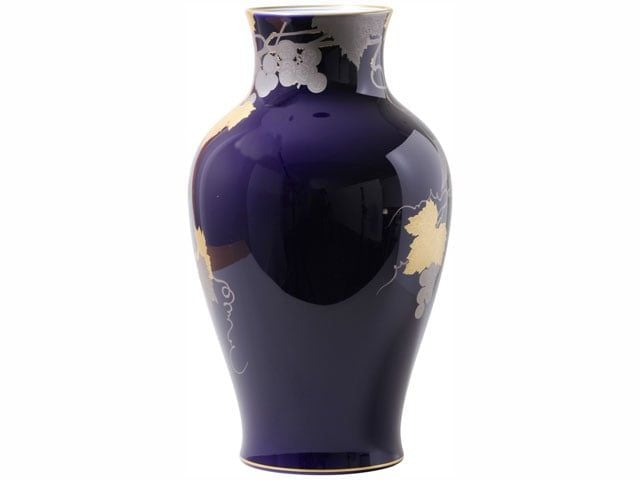  Bình hoa Okura "Nho vàng" cao 36cm, màu xanh coban | Okura Azure Gold Grape 9076 - 12A 