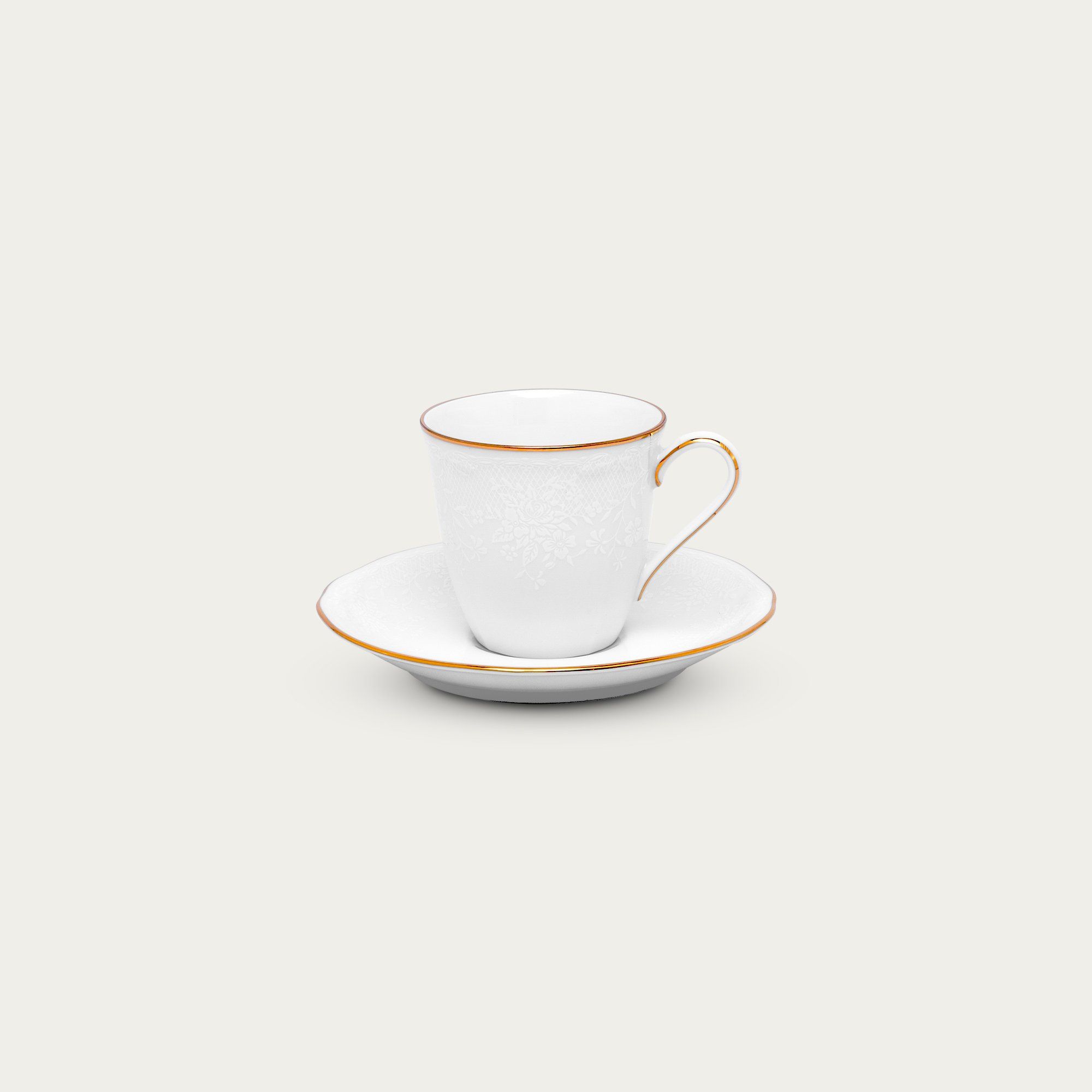  Chén trà (tách trà) kèm đĩa lót 115ml sứ trắng | Princess Bouquet Gold 1660L-T94492 