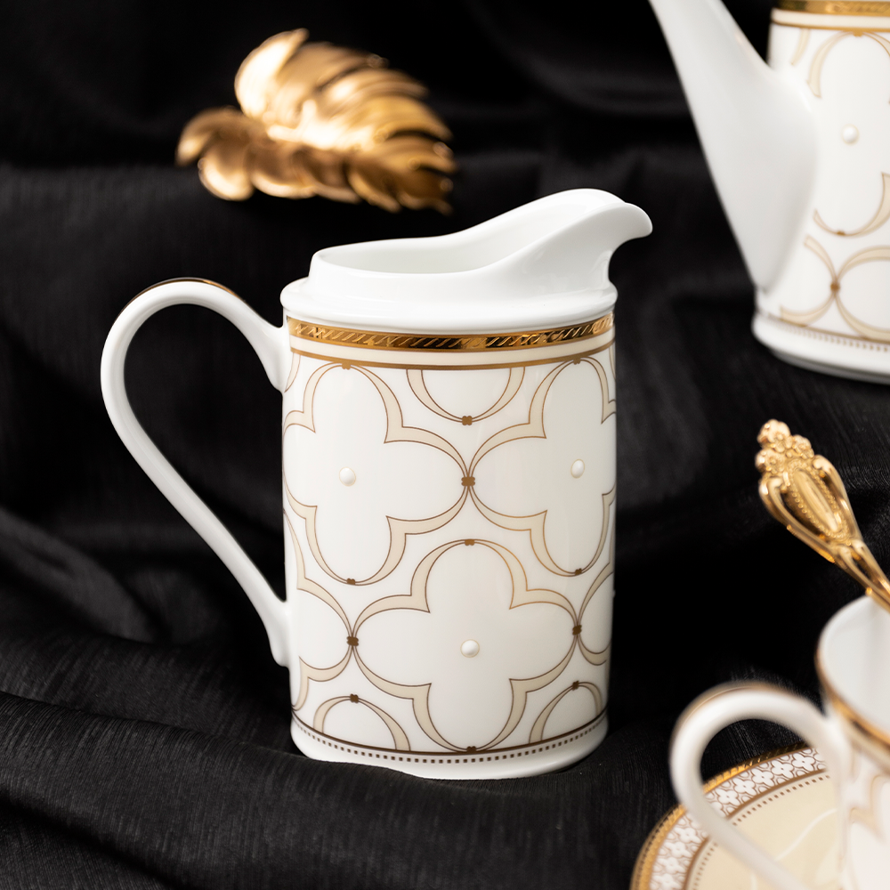  Bộ ấm chén uống trà (ấm 1.250ml, chén 245ml) 15 món sứ xương | Trefolio Gold 4945L - T017A 