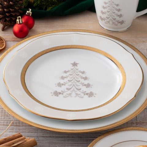  Đĩa tròn cỡ vừa (loại đặc biệt) 23cm phiên bản Giáng Sinh sứ trắng | Charlotta Holiday 1716-3L - 91310 