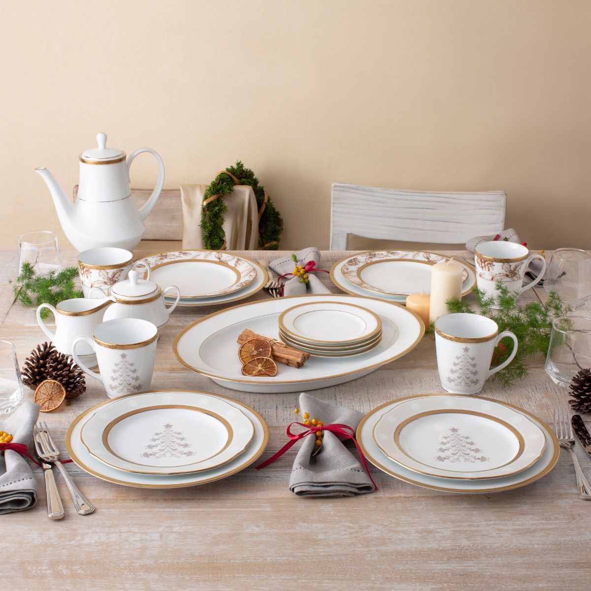  Đĩa tròn cỡ vừa (loại đặc biệt) 23cm phiên bản Giáng Sinh sứ trắng | Charlotta Holiday 1716-3L - 91310 
