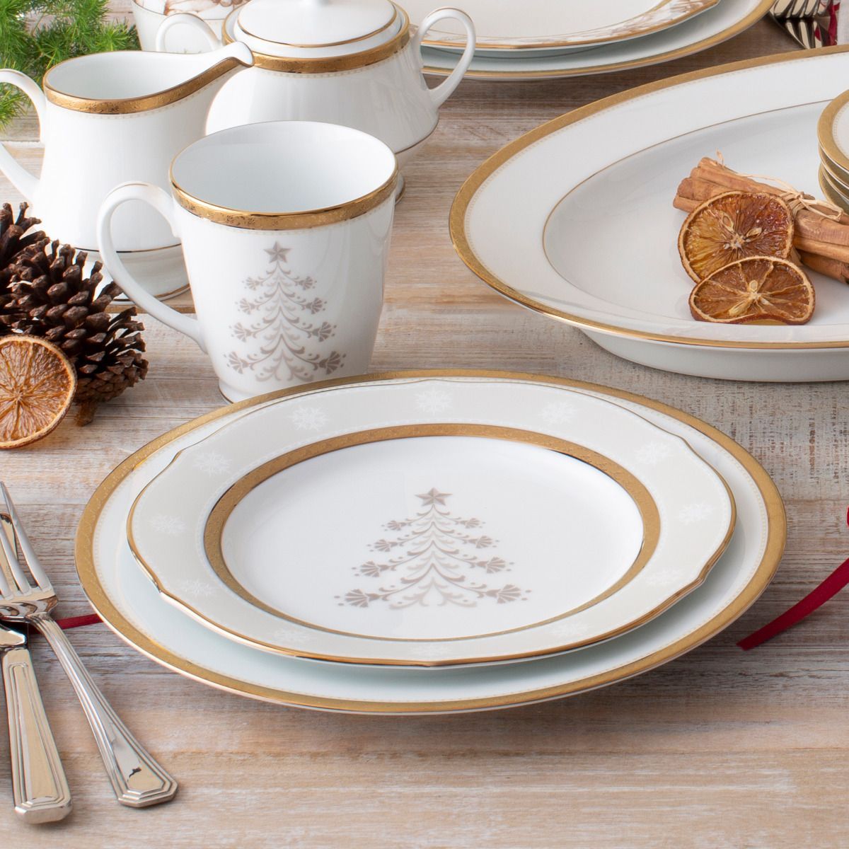  Cốc (ly) uống nước, cà phê 370ml phiên bản Giáng Sinh sứ trắng | Charlotta Holiday 1716-3L - T91058K 