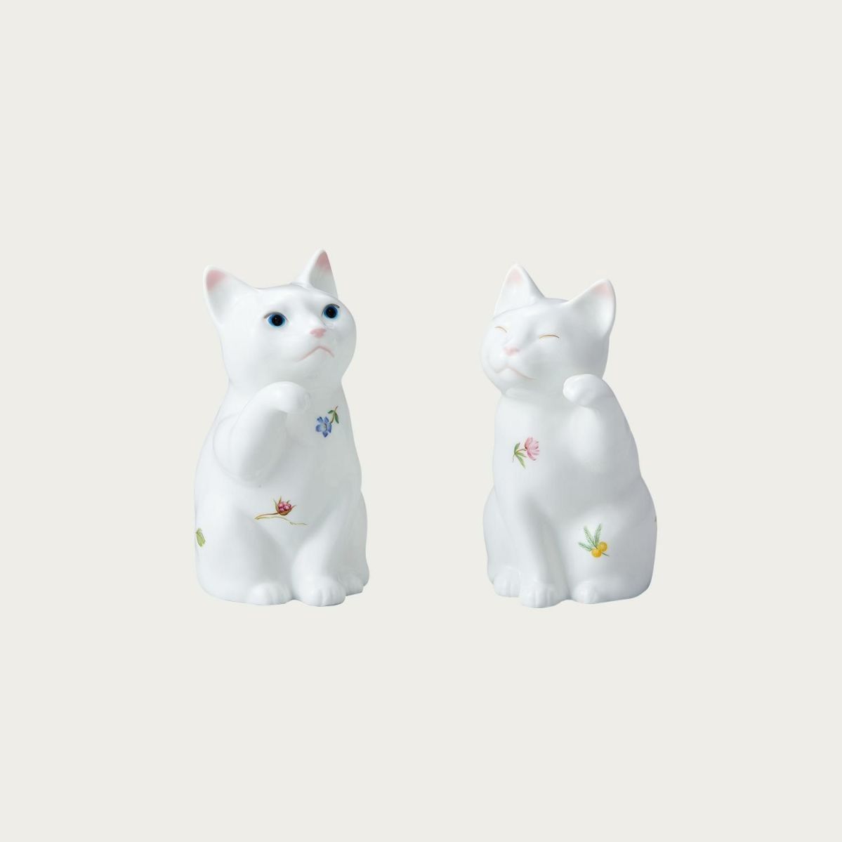  Tượng sứ cặp đôi mèo may mắn cao 12cm sứ xương cao cấp Nhật Bản | Fortune Cat AC4489 - P45523 
