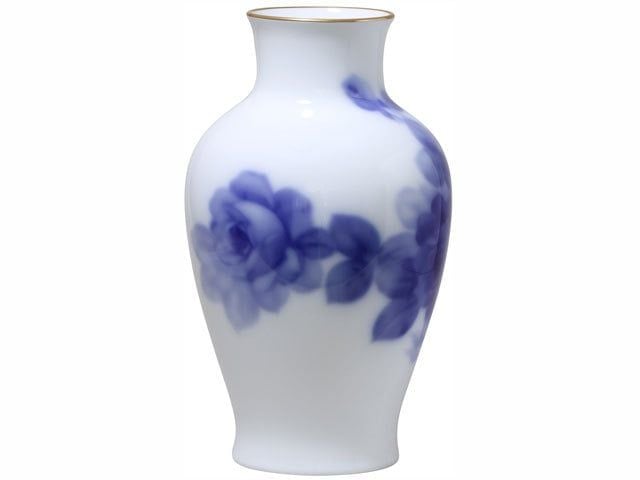  Bình hoa Okura "Hoa hồng xanh" cao 28cm, màu trắng | Okura Blue Rose 8011 - 20A 