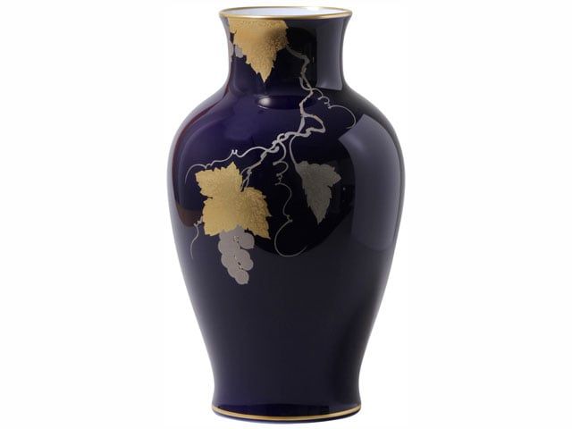  Bình hoa Okura "Nho vàng" cao 28cm, màu xanh coban | Okura Azure Gold Grape 9076 - 20A 