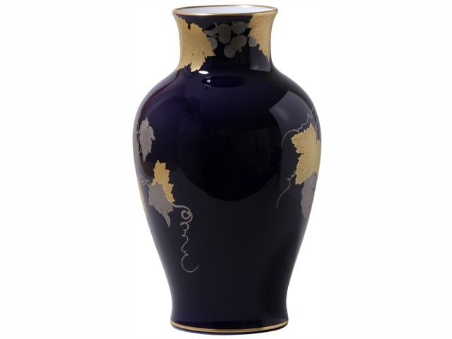  Bình hoa Okura "Nho vàng" cao 28cm, màu xanh coban | Okura Azure Gold Grape 9076 - 20A 