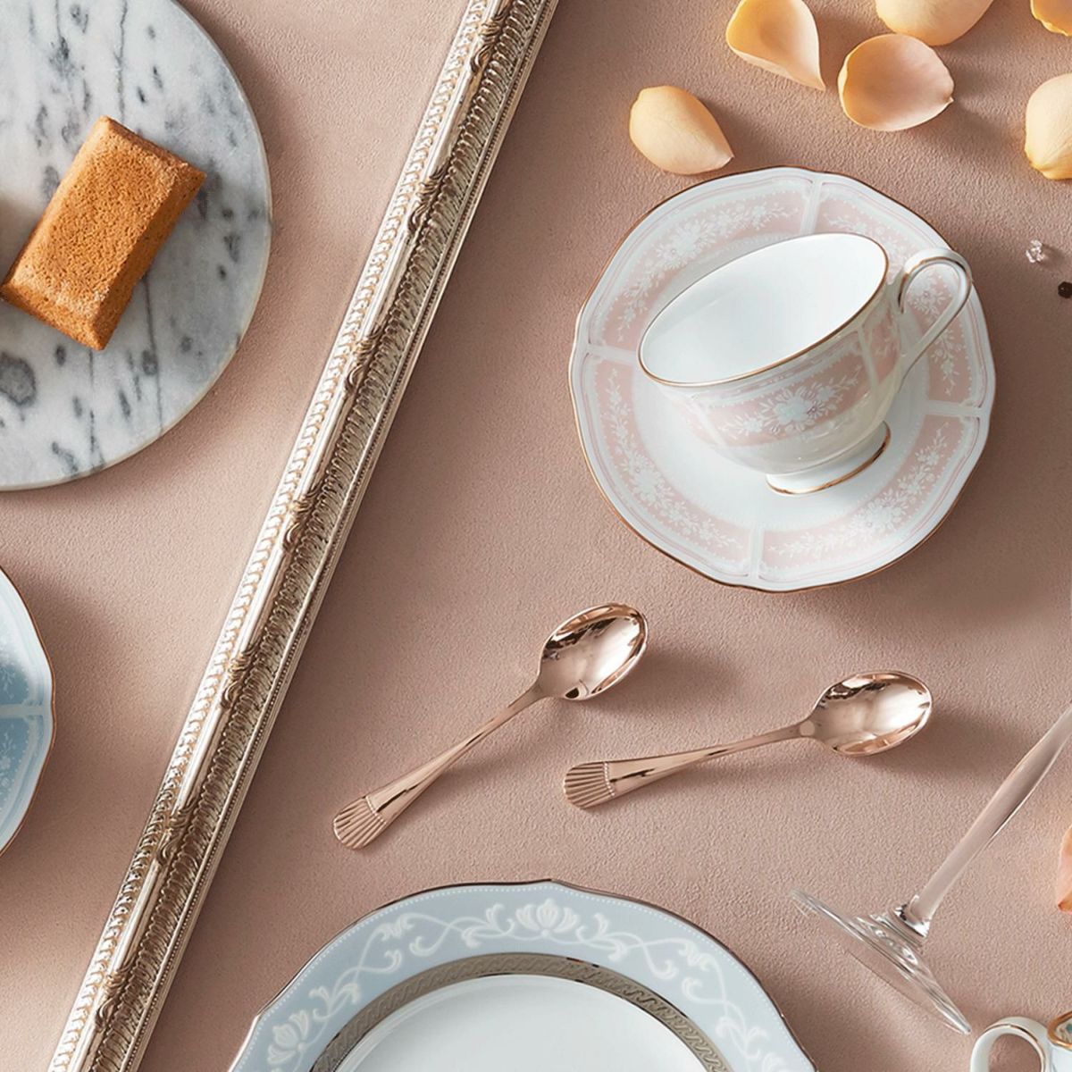  Bộ thìa trà 5 cái màu vàng hồng | Noritake Starcrest Pink Gold 210APG-T5Y 