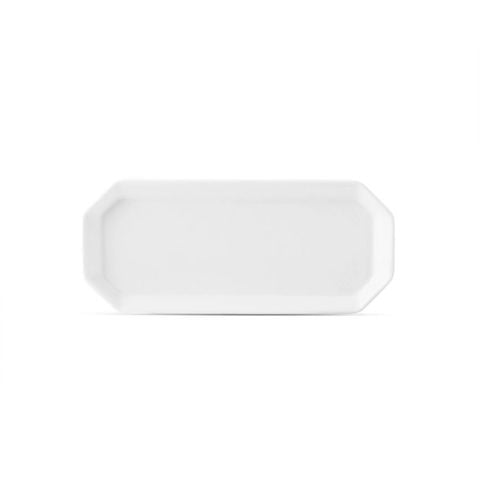  Khay chữ nhật vát cạnh (khay bát giác) dài 18,6cm đựng khăn ướt sứ xương | Plain White 9990L - 54806A 