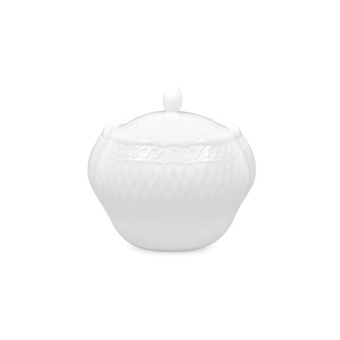  Bình (hũ) đường có nắp đậy dung tích 320ml sứ trắng cao cấp | Cher Blanc 1655L - 94827 
