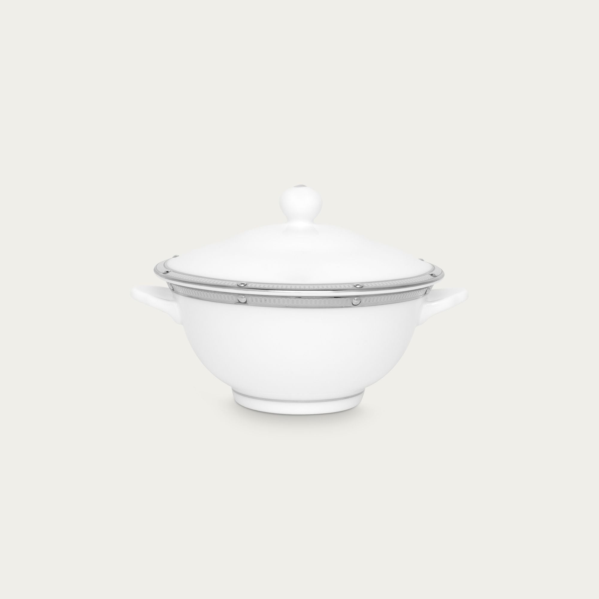  Bát (chén) dung tích 290ml ăn súp, yến có quai cầm kèm nắp đậy sứ xương | Rochelle Platinum 4795L - T501697 