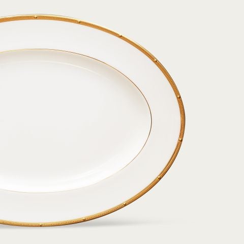  Đĩa Oval cỡ vừa (MD) dài 36,8cm sứ xương | Rochelle Gold 4796L - 97244 