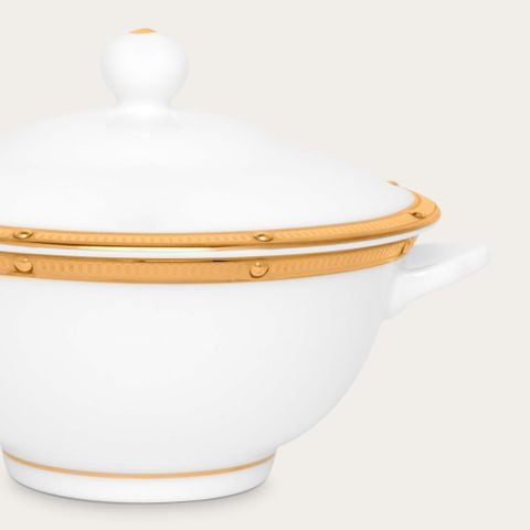  Bát (chén) dung tích 290ml ăn súp, yến có quai cầm kèm nắp đậy sứ xương | Rochelle Gold 4796L - T501697 