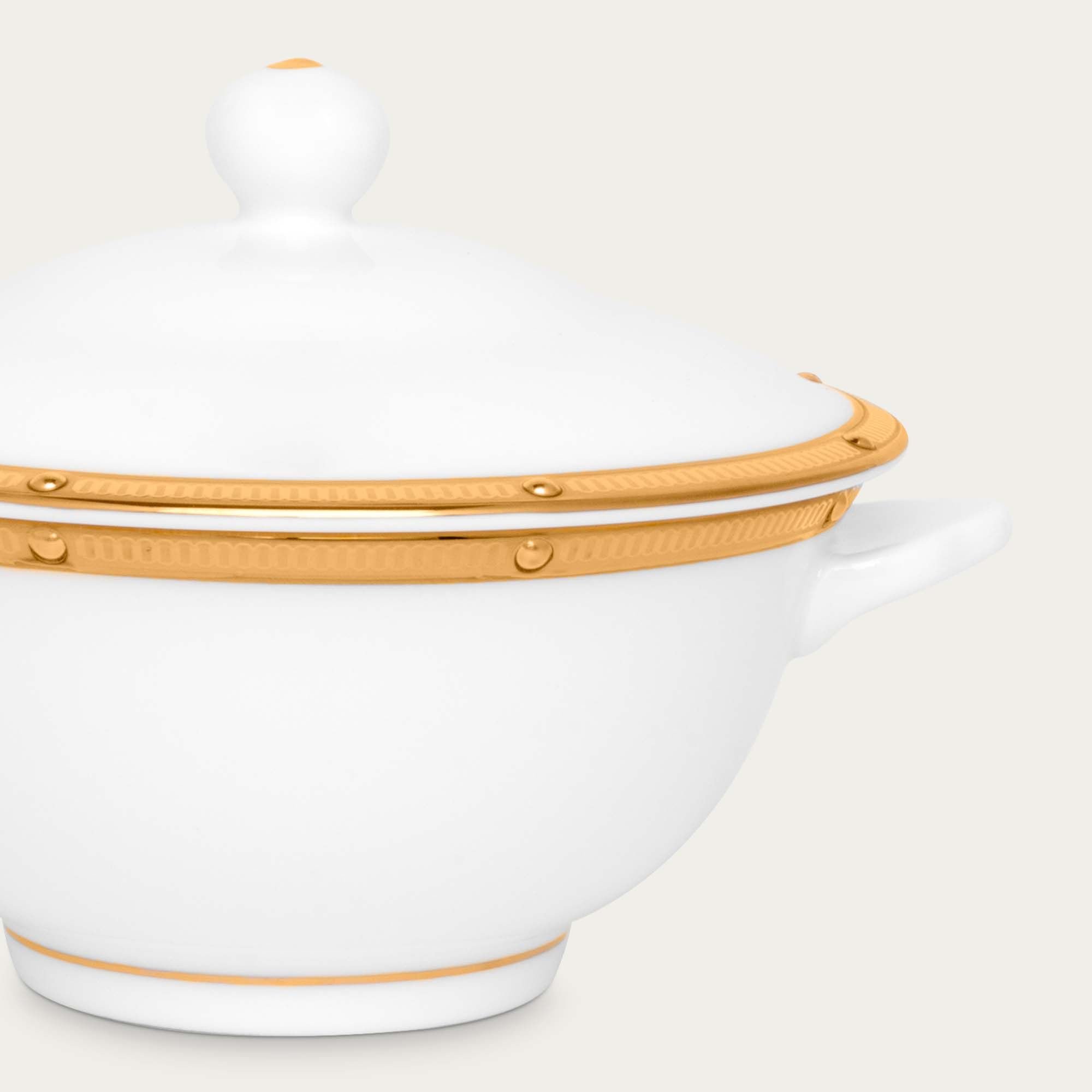  Bát (chén) dung tích 290ml ăn súp, yến có quai cầm kèm nắp đậy sứ xương | Rochelle Gold 4796L - T501697 