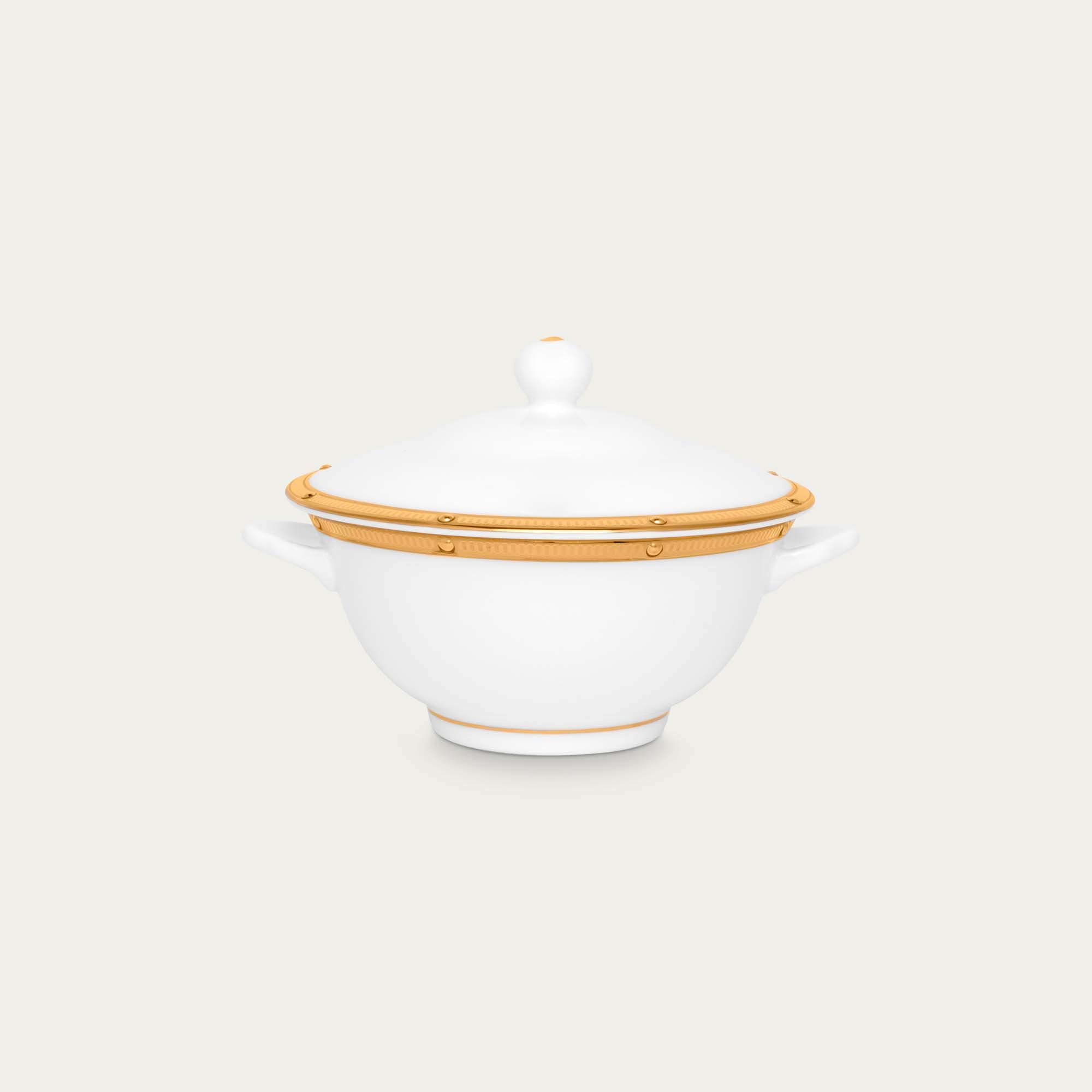  Bát (chén) dung tích 290ml ăn súp, yến có quai cầm kèm nắp đậy sứ xương | Rochelle Gold 4796L - T501697 