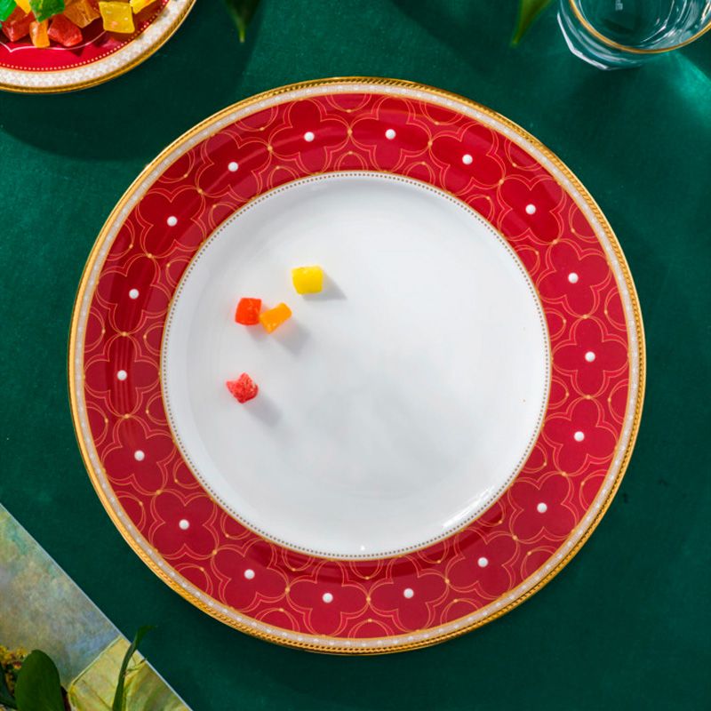  Bộ đĩa tròn cỡ vừa (Đỏ - Xanh) đường kính 24,5cm sứ xương | Trefolio HC 4977-12L - P97316 