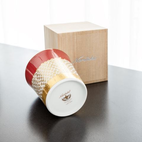  Cốc (ly) uống nước, uống trà (kanoko shibori - Đỏ) 350ml sứ trắng cao cấp Nhật Bản | Atehaka 1687-1J - T2181 