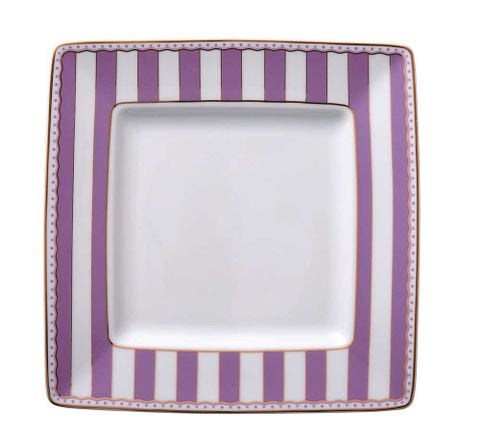  Đĩa vuông cỡ lớn (tím lavender) cạnh dài 26,6cm sứ trắng kèm hộp quà | CRNIVL Lavender M-248L - Q001B 