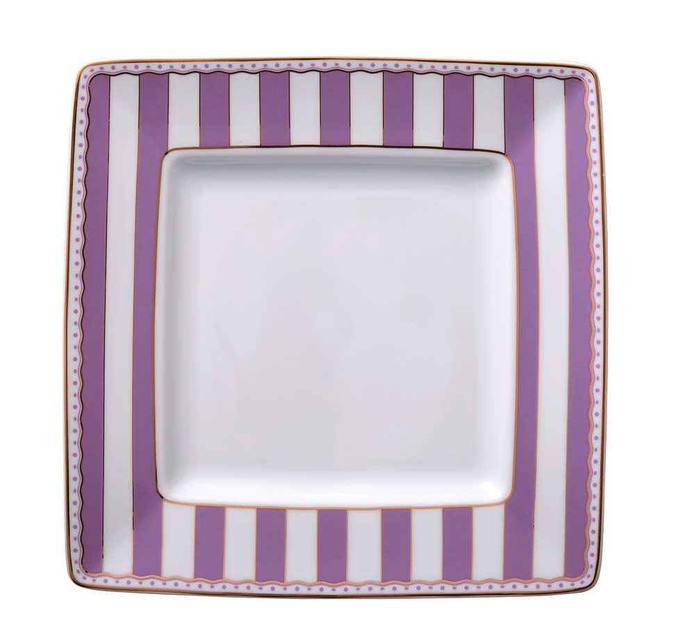  Đĩa vuông cỡ lớn (tím lavender) cạnh dài 26,6cm sứ trắng kèm hộp quà | CRNIVL Lavender M-248L - Q001B 