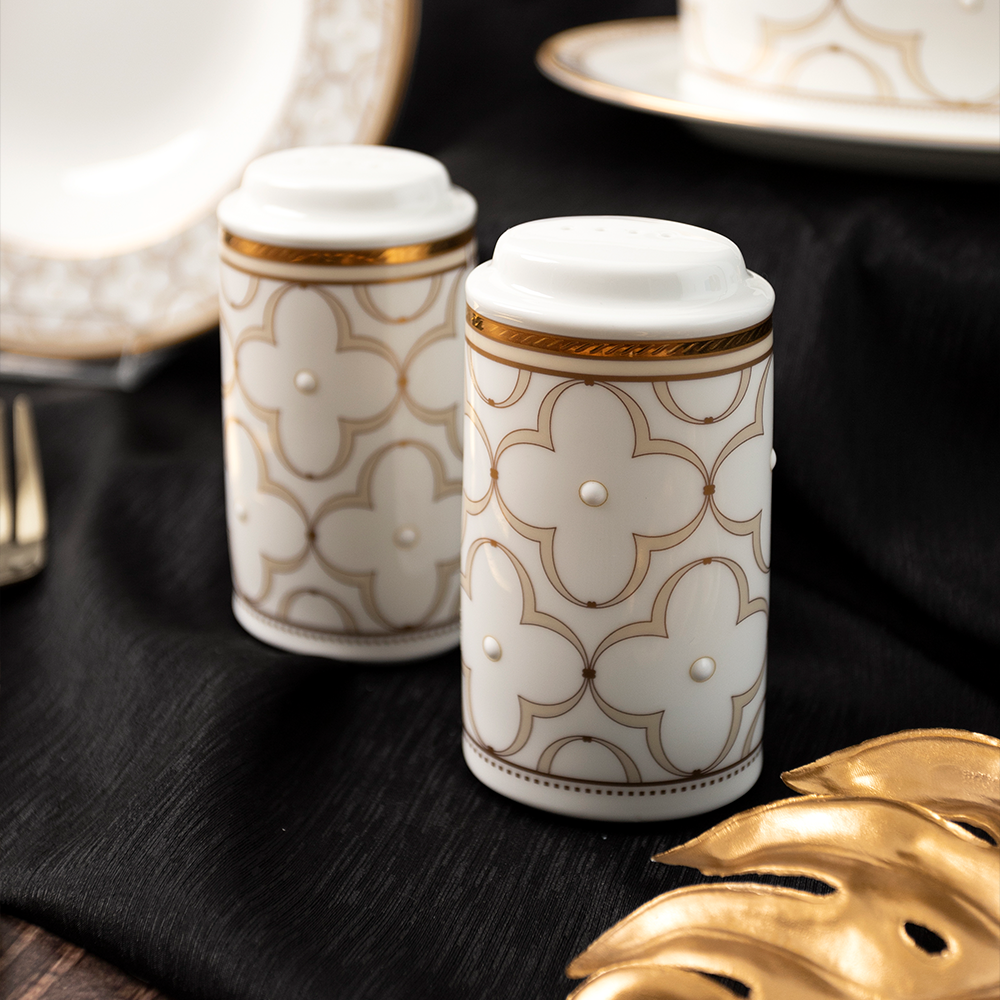  Bộ đĩa ăn kiểu Âu 22 món (cho 6 người) sứ xương | Trefolio Gold 4945L - D024AP 