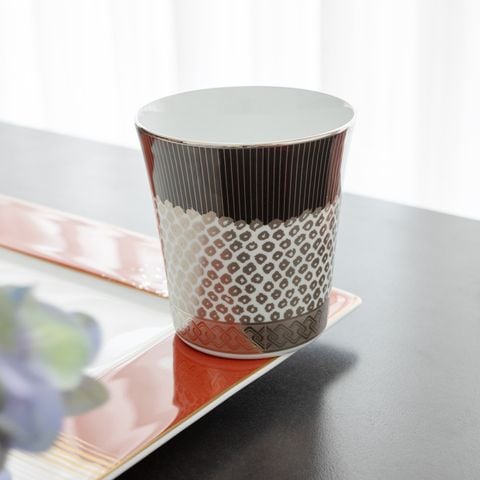  Cốc (ly) uống nước, uống trà (kanoko shibori - Đen) 350ml sứ trắng cao cấp Nhật Bản | Atehaka 1687-2J - T2181 