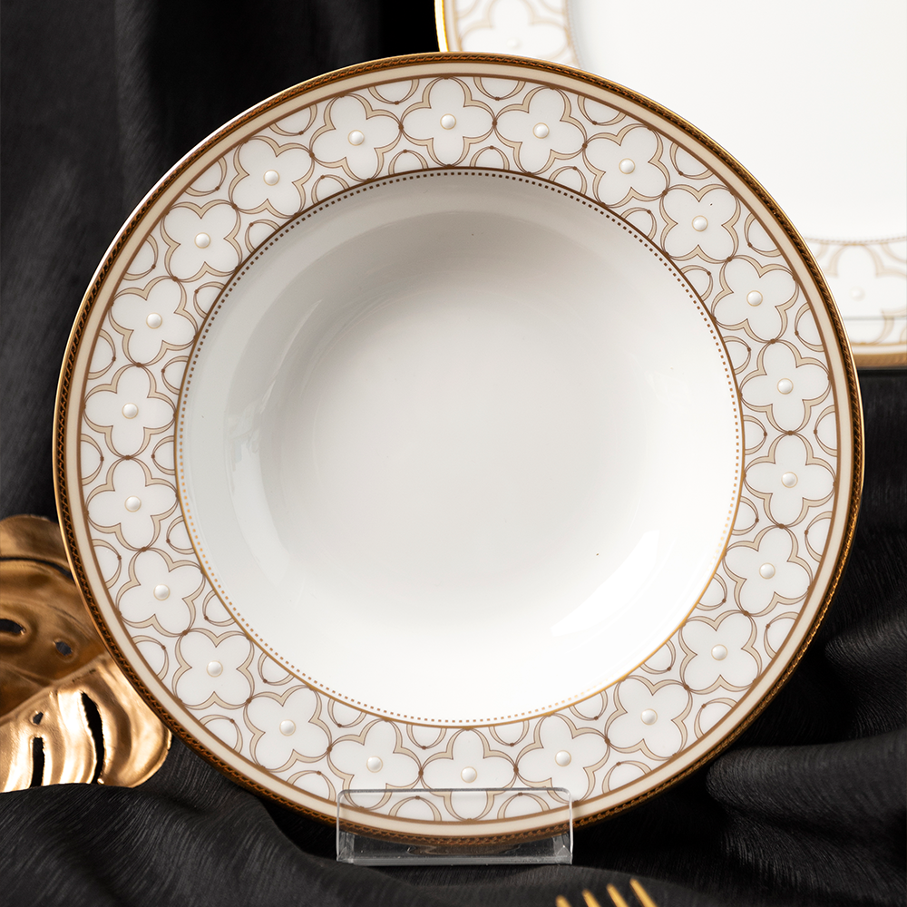  Bộ bát đĩa ăn châu Á đầy đủ 38 món (cho 6 người) sứ xương | Trefolio Gold 4945L - D038AD 