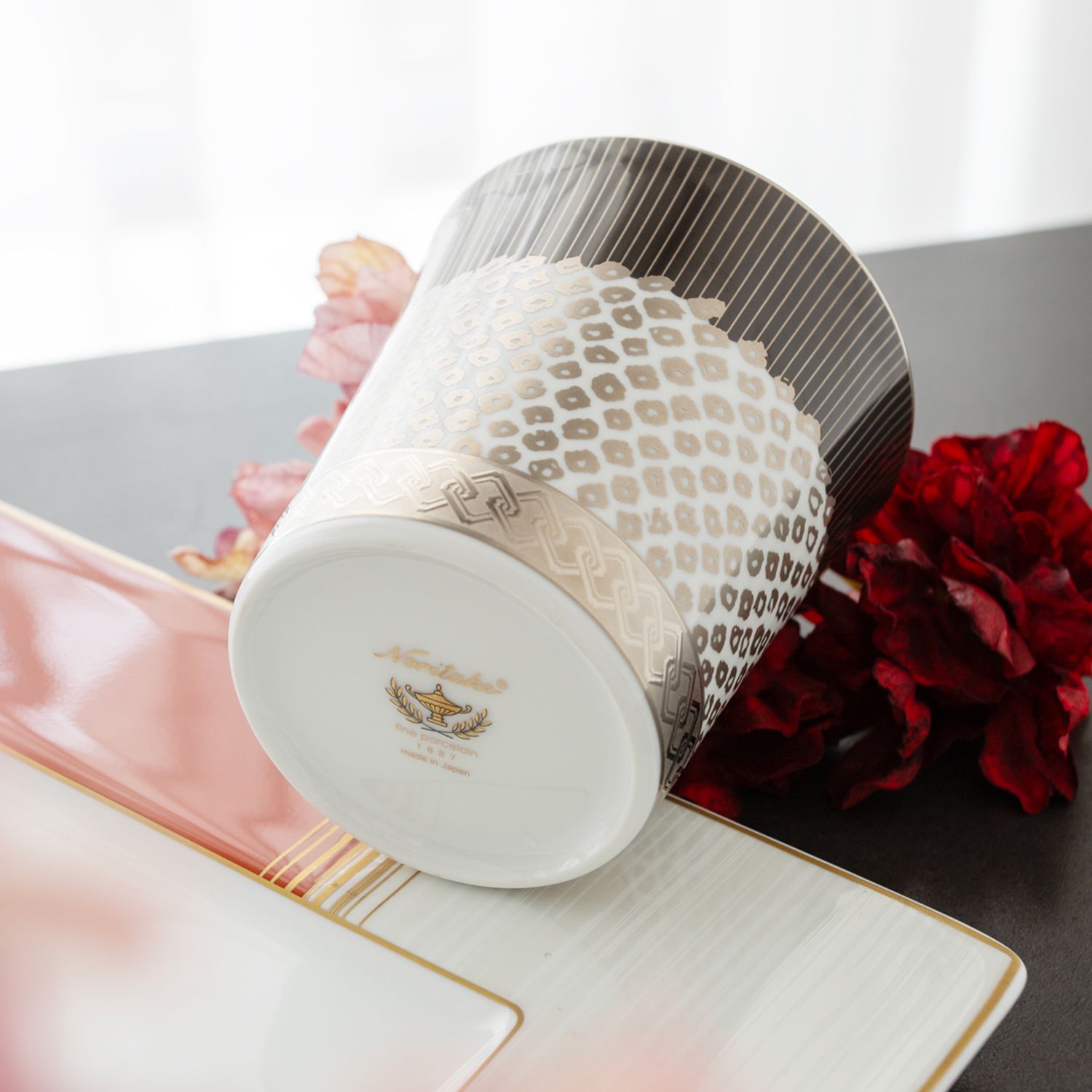  Cốc (ly) uống nước, uống trà (kanoko shibori - Đen) 350ml sứ trắng cao cấp Nhật Bản | Atehaka 1687-2J - T2181 