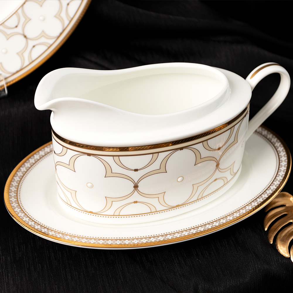  Bộ đĩa ăn kiểu Âu 22 món (cho 6 người) sứ xương | Trefolio Gold 4945L - D024AP 