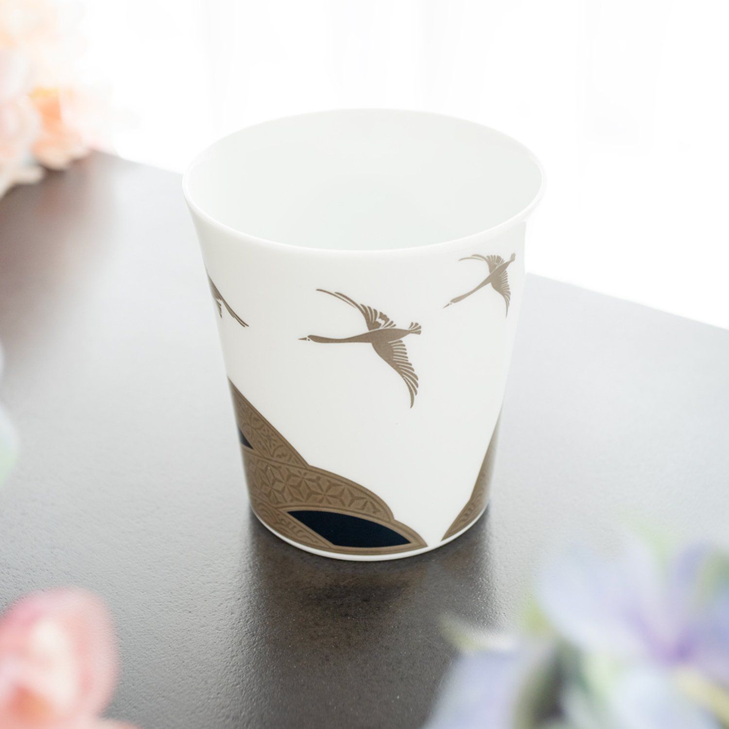  Cốc (ly) uống nước, uống trà chim hạc 350ml sứ trắng cao cấp Nhật Bản | Atehaka 1685J - T2181 