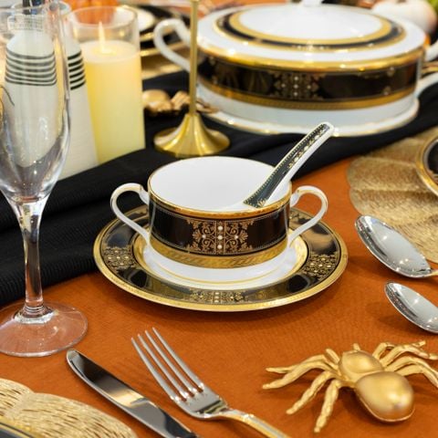  Bát (chén) 295ml ăn súp kem (creamsoup) có quai cầm sứ xương Nhật Bản | Evening Majesty 4818J - 59572C 