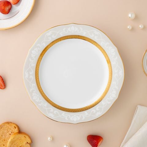  Đĩa tròn cỡ vừa (loại đặc biệt) đường kính 23cm sứ trắng | Hampshire Gold 4335-1L - 91310 