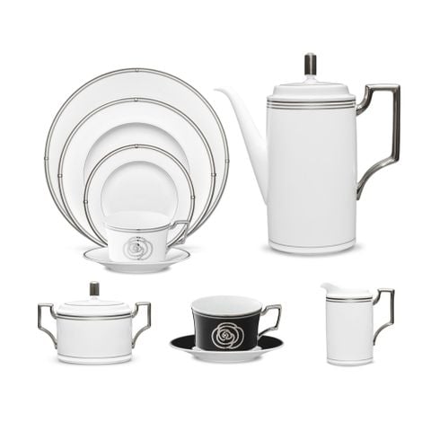  Bộ ấm chén uống cà phê (ấm 1.650ml, chén 240ml ) 18 món sứ xương | Aidan 4867L - T020B 