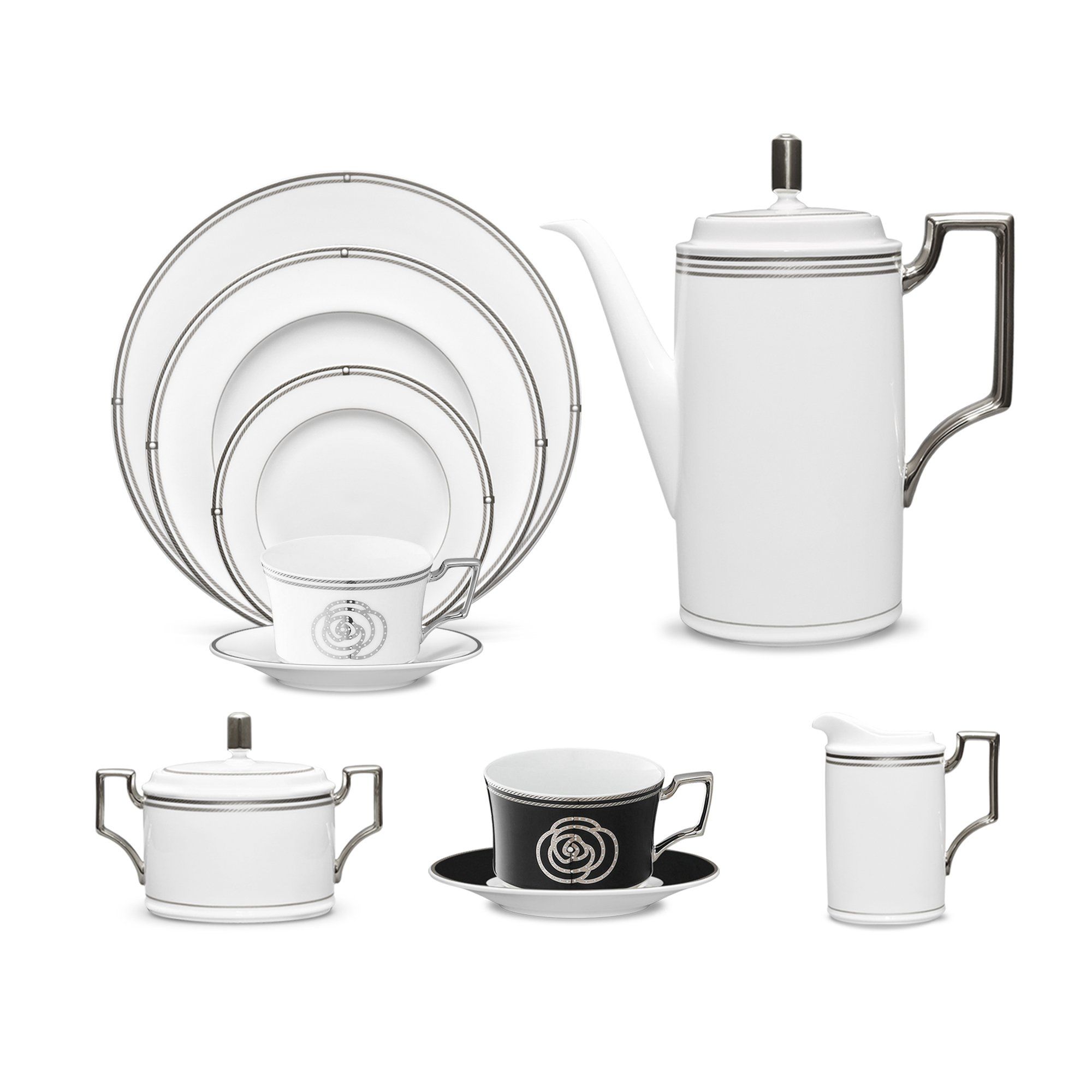  Bộ ấm chén uống cà phê (ấm 1.650ml, chén 240ml ) 18 món sứ xương | Aidan 4867L - T020B 