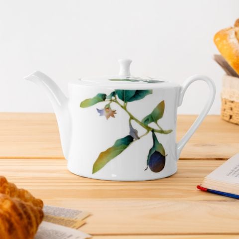  Bộ ấm chén uống trà (ấm 1.050ml, chén 210ml) 15 món sứ trắng | Kyoka Shunsai 1620-17L - T017A 