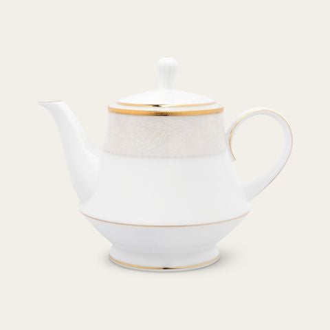  Ấm trà (bình trà) dung tích 1.200ml sứ trắng | Flanders Gold 1714L - 91123 