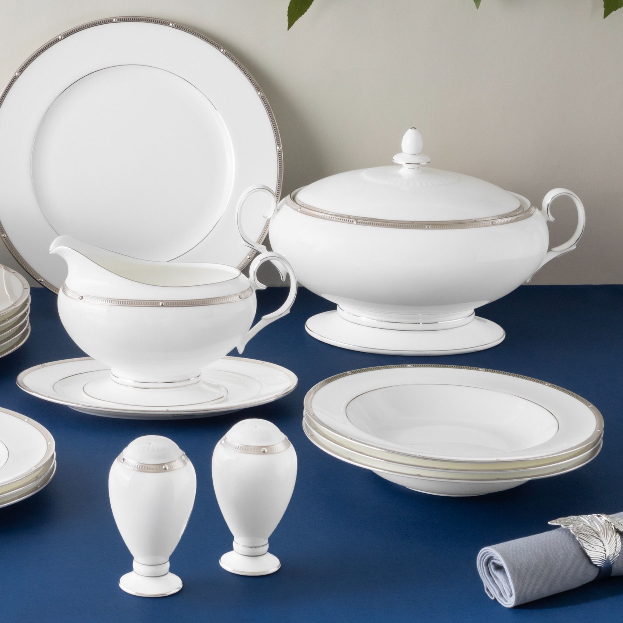  Bộ đĩa ăn kiểu Âu 22 món (cho 6 người) sứ xương | Rochelle Platinum 4795L - D024AN 