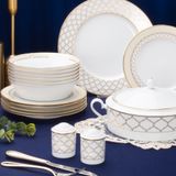  Bộ đĩa ăn kiểu Âu đầy đủ 22 món sứ trắng | Eternal Palace Gold 1728L 