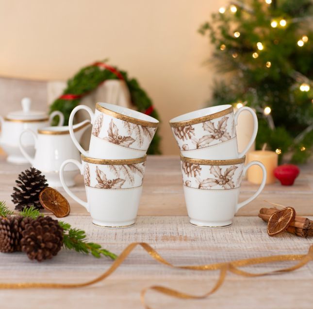  Cốc (ly) uống nước, cà phê 370ml phiên bản Giáng Sinh sứ trắng | Charlotta Holiday 1716-2L - T91058K 