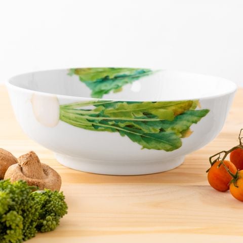  Bát canh (tô canh) tròn 24,8cm dung tích 2.150ml (họa tiết củ cải trắng) sứ trắng | Kyoka Shunsai 1620-7L - 91899 