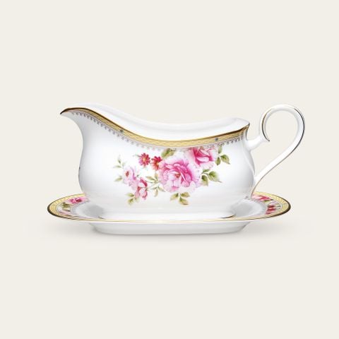  Bình (hũ) đựng nước xốt dung tích 630ml kèm đĩa lót sứ xương | Hertford 4861L - 97241 