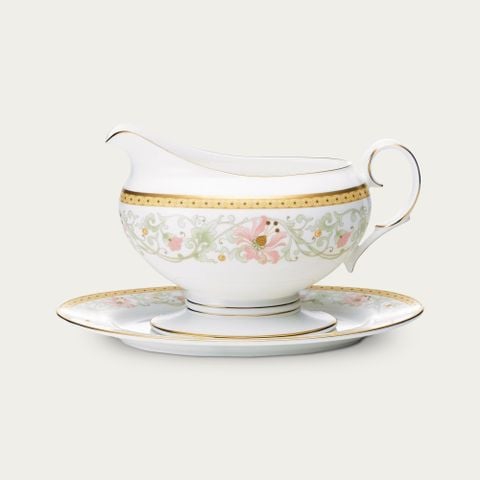  Bình (hũ) đựng nước xốt dung tích 670ml kèm đĩa lót sứ xương | Blooming Splendor 4892L - 50741A 