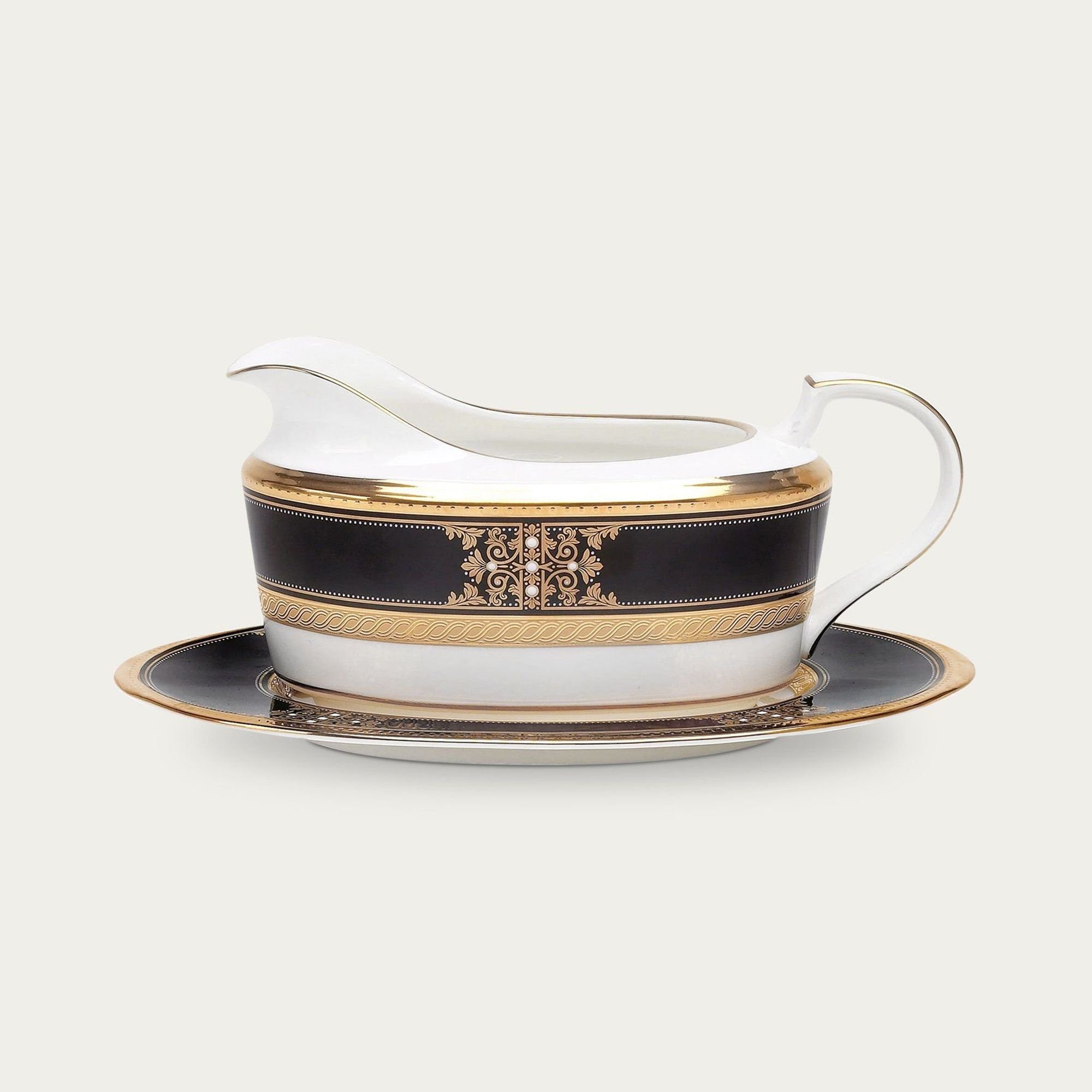  Bình (hũ) đựng nước xốt dung tích 580ml kèm đĩa lót sứ xương Nhật Bản | Evening Majesty 4818J - 59541 
