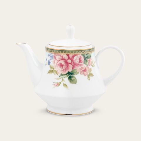  Ấm trà (bình trà) dung tích 1.200ml sứ trắng | Rosa Basket 1736L - 91123 