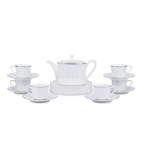  Bộ ấm chén uống trà nhỏ (ấm 630ml, chén 100ml) 13 món sứ trắng | Glacier Platinum 1702L - T014S 
