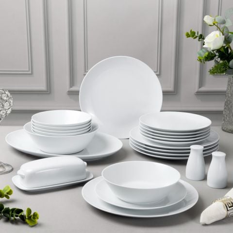  Bộ đĩa ăn kiểu Âu 22 món (cho 6 người) sứ trắng | Art Stage 3-336L - D024AS 