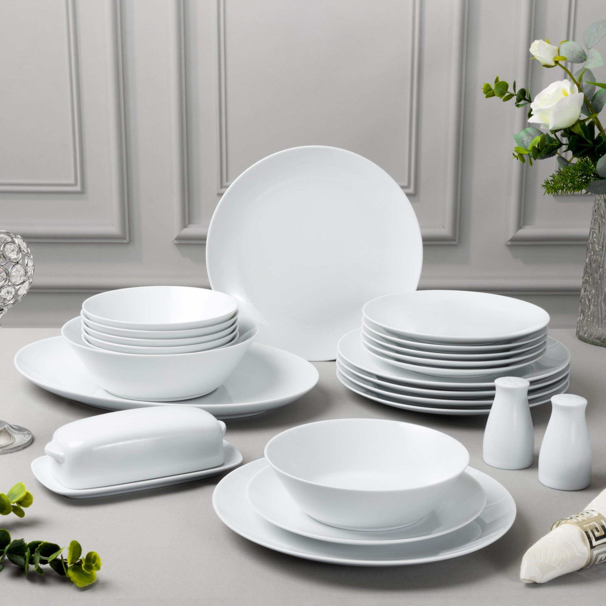  Bộ đĩa ăn kiểu Âu 22 món sứ trắng | Art Stage 3-336L-D024AS 