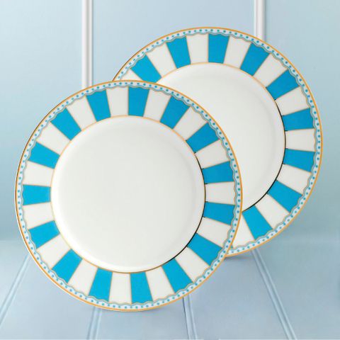  Bộ 02 đĩa tròn cỡ vừa 21cm (xanh dương pastel) sứ trắng | CRNIVL Light Blue M-253L - Q002M 
