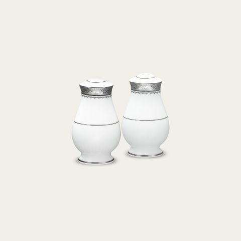  Bộ lọ đựng muối (4 lỗ) và lọ đựng tiêu (2 lỗ) cao 9,3cm sứ xương | Odessa Platinum 4875L - 972710 