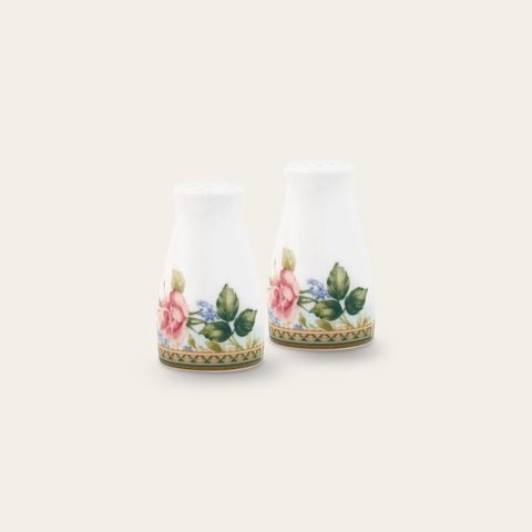  Bộ lọ đựng tiêu (3 lỗ) và muối (7 lỗ) cao 8,6cm sứ trắng | Rosa Basket 1736L - 919710 