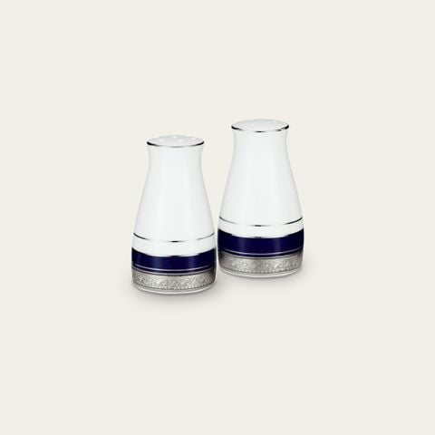  Bộ lọ đựng tiêu (3 lỗ) và muối (7 lỗ) cao 8,6cm sứ trắng | Crestwood Cobalt Platinum 4170L - 919710 