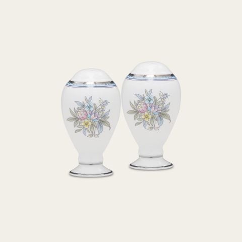  Bộ lọ đựng tiêu (2 lỗ) và muối (4 lỗ) cao 9,7cm sứ xương | Jardin Fleuri 4910L - 507710A 